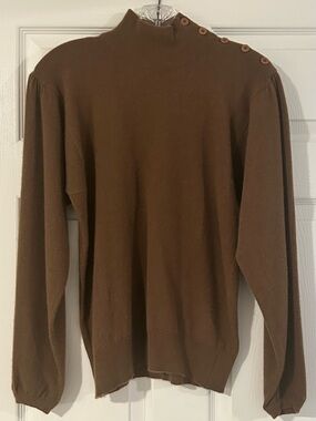 80’s Vintage Gloria Sachs 100% Scottish Cashmere Brown Mock Neck Sweater M